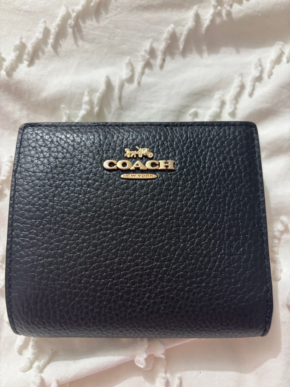 Coach Black Pebbled Leather Small Wallet with Gold Logo - Picture 6 of 6